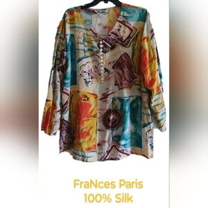 Vintage FraNces Paris 100% Silk Blouse SZ L